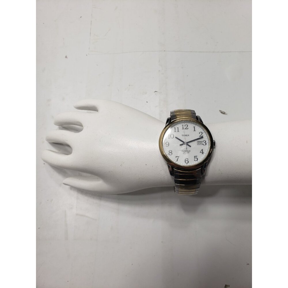 Timex Easy Reader Day Date Indiglo Watch Stainless Steel Expansion Band WR 30M